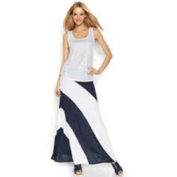 INC Navy & White Maxi Skirt - Picture 5 of 5
